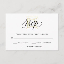 ミニマルモダンリストジオメトリックダイヤモンドフェイク金ゴールドRSVP 出欠カード