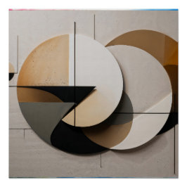 ミニマルモダンリストジオメトリック円抽象芸術壁 ポスター