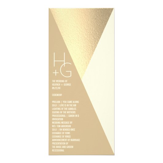 ミニマルモダンリストジオメトリック結婚式 プログラム (正面)
