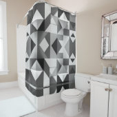 ミニマルモダンリストジオメトリパターン黒、白 シャワーカーテン (インサイチュ)