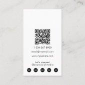 ミニマルモダンリストスキンケア写真QRコードブラック 名刺 (裏面)