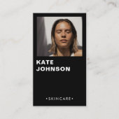 ミニマルモダンリストスキンケア写真QRコードブラック 名刺 (正面)