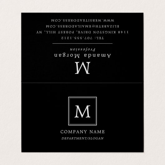 ミニマルモダンリストスクエアモノグラムダブルロイヤリティ 名刺 (外部フラット)