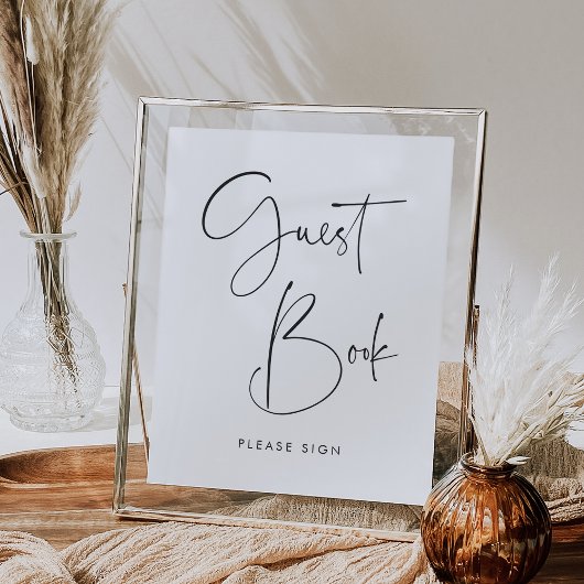 ミニマルモダンリストスクリプトのゲストブックサイン ポスター
