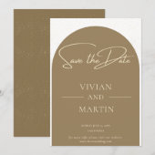 ミニマルモダンリストスクリプトのゴールデンダスト日付を保存 招待状 (正面/裏面)