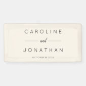 ミニマルモダンリストスクリプトアイボリーカスタムウェディング 横断幕 (横)