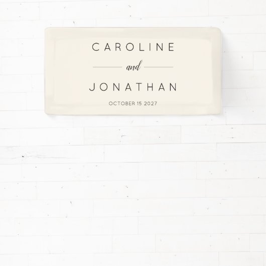 ミニマルモダンリストスクリプトアイボリーカスタムウェディング 横断幕 (インサイチュ)