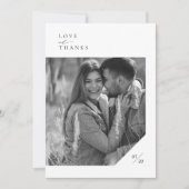 ミニマルモダンリストスクリプトタイポグラフィ写真結婚の サンキューカード (正面)