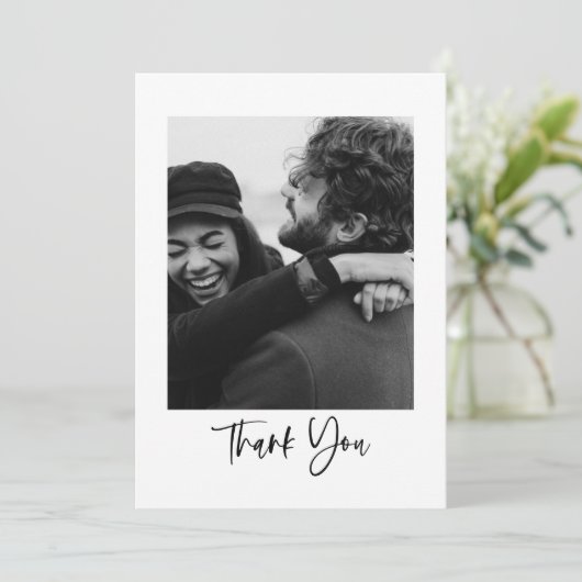ミニマルモダンリストスクリプトタイポグラフィ結婚の写真 サンキューカード (スタンド正面)