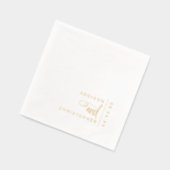 ミニマルモダンリストスクリプトタイポグラフィ結婚の金ゴールド 箔ナプキン (左)