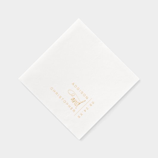 ミニマルモダンリストスクリプトタイポグラフィ結婚の金ゴールド 箔ナプキン (右)