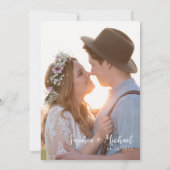 ミニマルモダンリストスクリプトタイポグラフィ結婚写真 招待状 (裏面)