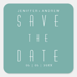 ミニマルモダンリストスクリプトターコイズ日付の保存 スクエアシール