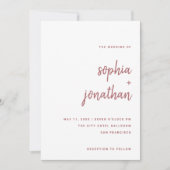 ミニマルモダンリストスクリプトバラピンク | 結婚s 招待状 (正面)