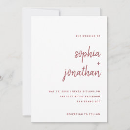 ミニマルモダンリストスクリプトバラピンク | 結婚s 招待状