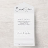 ミニマルモダンリストスクリプトブライダルシャワー オールインワン招待状 (内側)