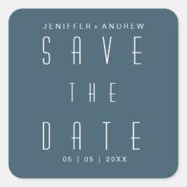 ミニマルモダンリストスクリプトブルー日付の保存 スクエアシール