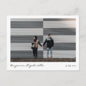 ミニマルモダンリストスクリプトレタリング結婚写真 案内ポストカード (正面)