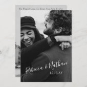 ミニマルモダンリストスクリプト二つ結婚の写真 招待状 (正面/裏面)