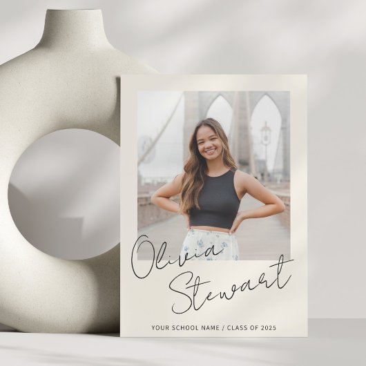 ミニマルモダンリストスクリプト卒業写真 案内状