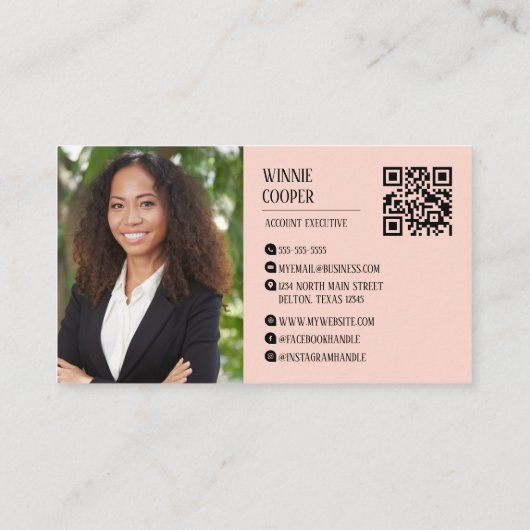 ミニマルモダンリストスクリプト名ブラックピンク 名刺 (裏面)