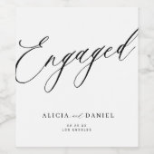 ミニマルモダンリストスクリプト婚約パーティ ワインラベル (シングルラベル)