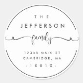 ミニマルモダンリストスクリプト差出人住所ラベル ラウンドシール (正面)