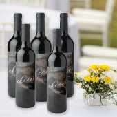 ミニマルモダンリストスクリプト応援の写真結婚の ワインラベル