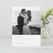 ミニマルモダンリストスクリプト書道写真結婚の サンキューカード (スタンド正面)