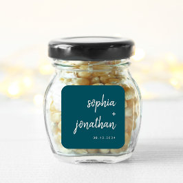 ミニマルモダンリストスクリプト深いティール（緑がかった色） | 結婚s スクエアシール