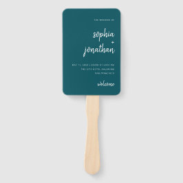 ミニマルモダンリストスクリプト深いティール（緑がかった色） | 結婚s ハンドファン