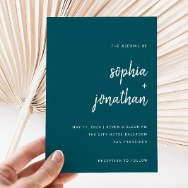 ミニマルモダンリストスクリプト深いティール（緑がかった色） | 結婚s 招待状