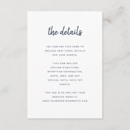 ミニマルモダンリストスクリプト白と海軍 |詳細 エンクロージャーカード