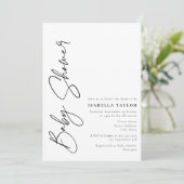 ミニマルモダンリストスクリプト白黒ベビーシャワー 招待状 (スタンド正面)