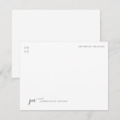 ミニマルモダンリストスクリプト白黒モノグラム ノートカード (正面/裏面)