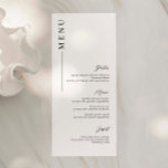 ミニマルモダンリストスクリプト結婚フォントのメニューカード メニュー<br><div class="desc">Minimalist All In One Collectionと連携できるように設計されたこのカスタマイズ可能なマッチングメニューカード結婚は、クリーンでフォントの高いシンプルレイアウトを備えモダンている。レイアウト、フォント、文字サイズの変更など、このデザインの高度なカスタマイズを行うには、上クリックの「」ボタカスタマイズンを使用してください。何か連絡質問があれば私に頼む！</div>