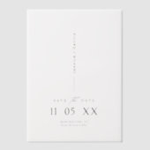 ミニマルモダンリストスクリプト結婚式の日付の保存 ベラム紙招待状 (正面)