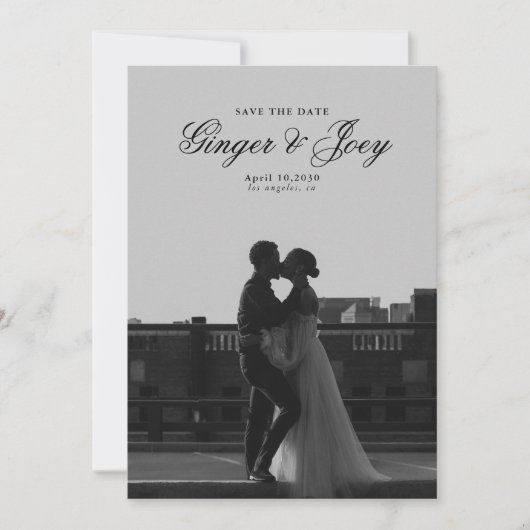 ミニマルモダンリストスクリプト結婚式の日付を保存 招待状 (正面)