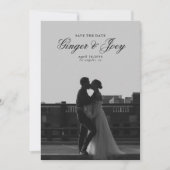 ミニマルモダンリストスクリプト結婚式の日付を保存 招待状 (正面)