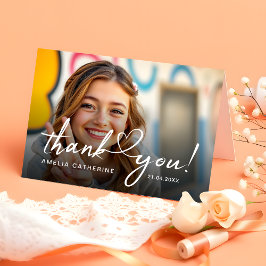 ミニマルモダンリストスクリプト誕生日写真 サンキューカード