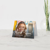 ミニマルモダンリストスクリプト誕生日写真 サンキューカード (正面)