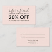 ミニマルモダンリストスクリプト赤面ピンク紹介 紹介カード (正面/裏面)