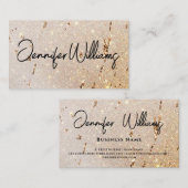 ミニマルモダンリストスクリプト金ゴールド美しいサロンエレガント 名刺 (正面/裏面)