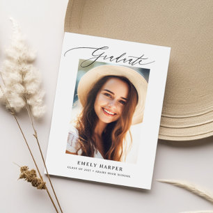 ミニマルモダンリストスクリプト2写真卒業パーティー 招待状