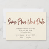 ミニマルモダンリストスクリプト2枚の写真の日付の変更 招待状 (正面)