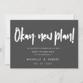 ミニマルモダンリストスクリプト2枚の写真を保存する日付 招待状 (正面)