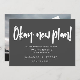 ミニマルモダンリストスクリプト2枚の写真を保存する日付 招待状