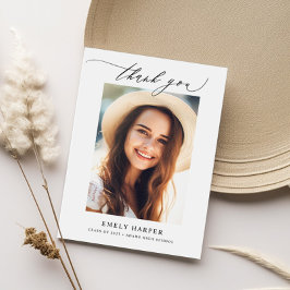 ミニマルモダンリストスクリプト2枚の写真卒業 サンキューカード