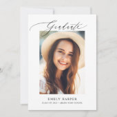 ミニマルモダンリストスクリプト2枚の写真卒業 案内状 (正面)