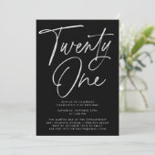 ミニマルモダンリストスクリプト21歳の誕生日パーティー 招待状 (スタンド正面)
